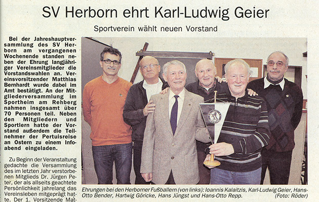 Neue Trikots für die SG Sinn/Hörbach – Geier Starkstromtechnik unterstützt den regionalen Fußball 14 Ehrung Menne SV Herborn